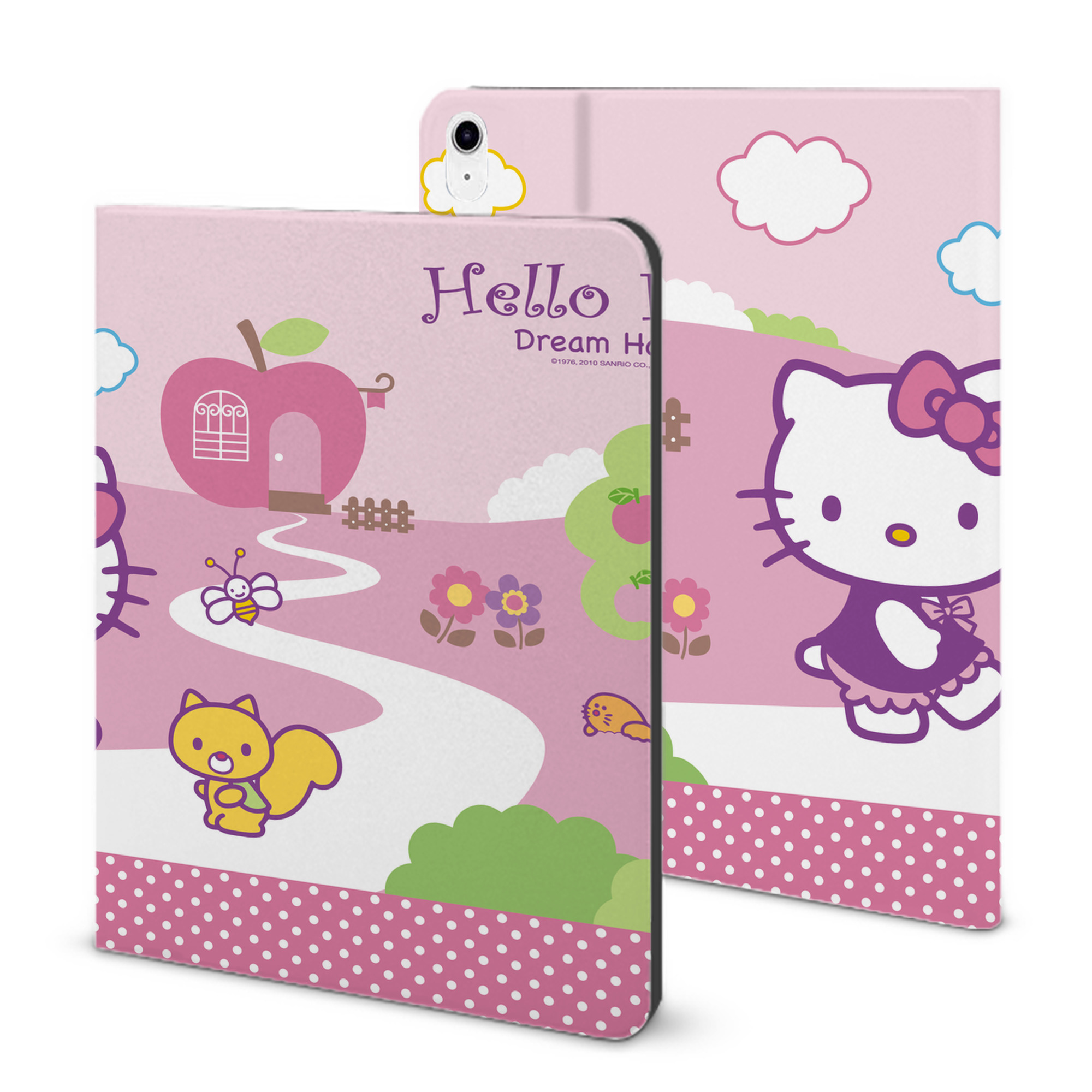 （画像用） Hello Kitty ハローキティ IPad ケース ブック型 PUレザー TPU 耐衝撃 軽量 薄型 ペン収納なし 全面保護 IPad 各モデル対応